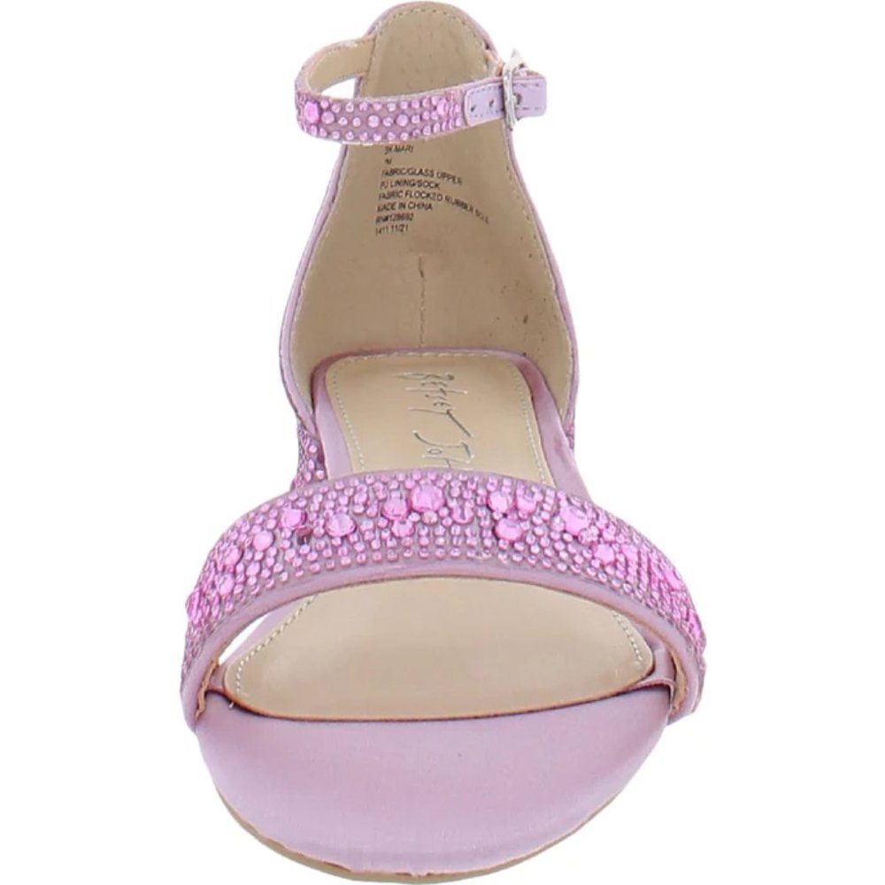 NWT Betsey Johnson Girls Mari Pink Rhinestone Formal Dressy Block Heel  Size 1 - Picture 3 of 6